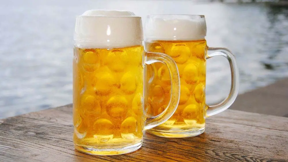 Plastic beer mug.