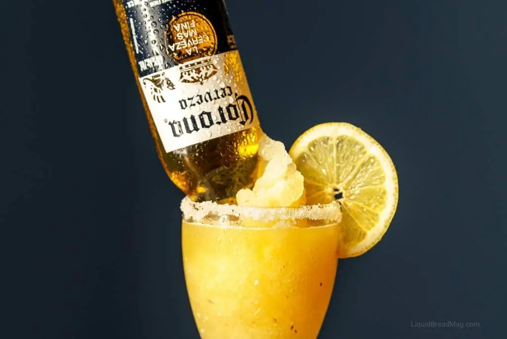 An upside down bottle of beer in a margarita makes a beergarita.