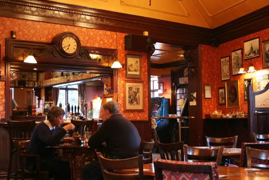 Inside of a typical British pub.